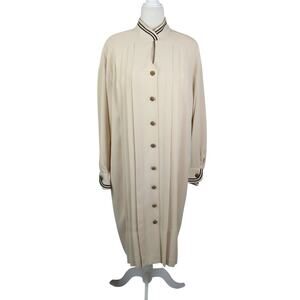 Vintage 80s Gillian Cream Pleat Front Midi Dress Cocktail 8